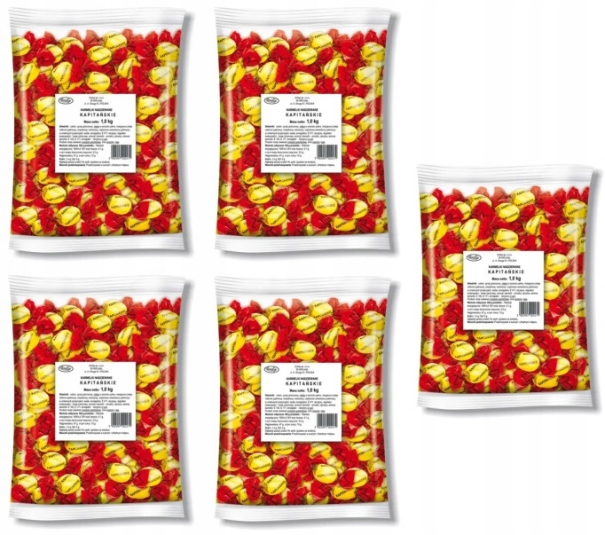 Levně 5 x 1 kg Unitop Kapitánská plněné karamelky Karton