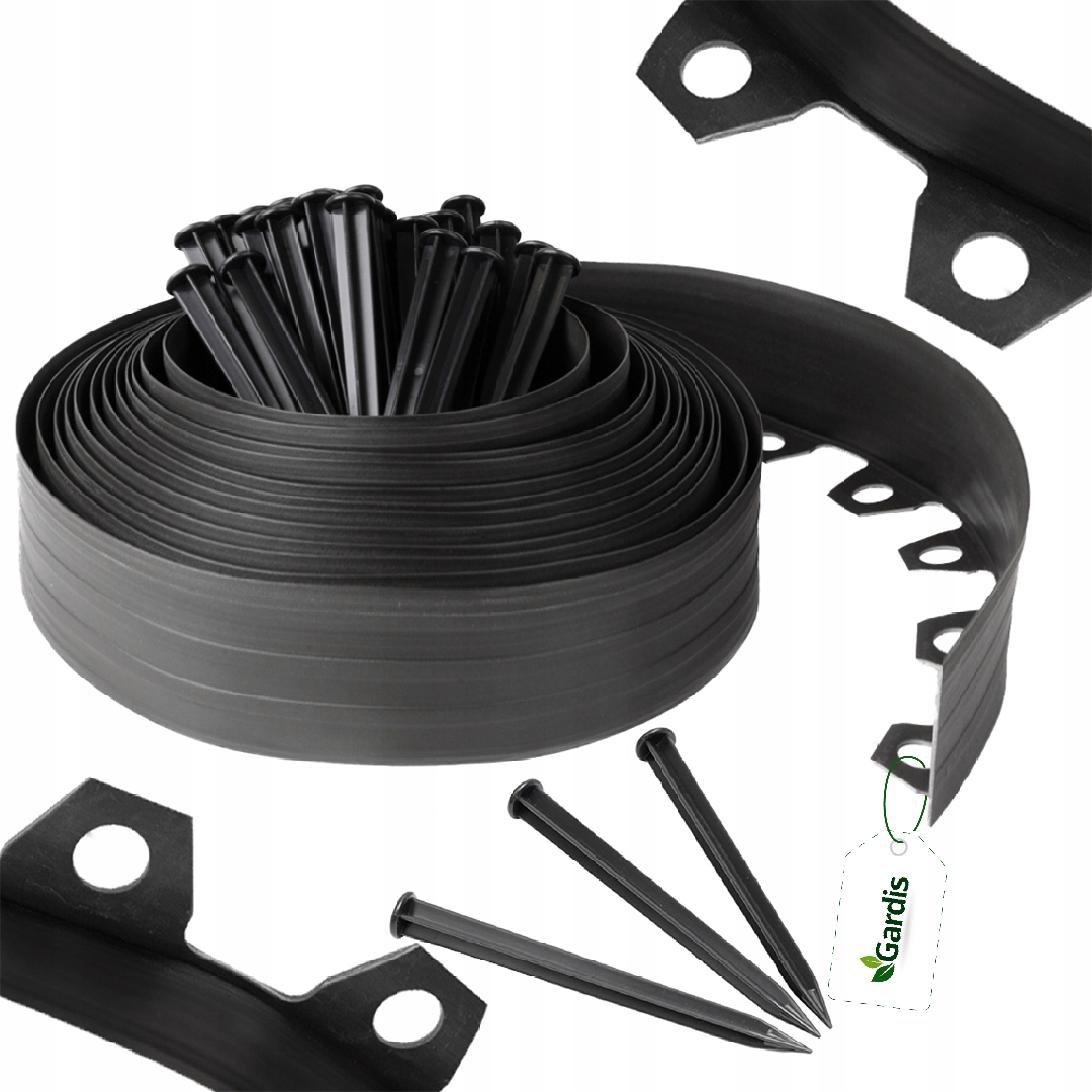 Obrzeże Ogrodowe 30m czarny 8cm trawnikowe border wysokie tworzywo kotwy