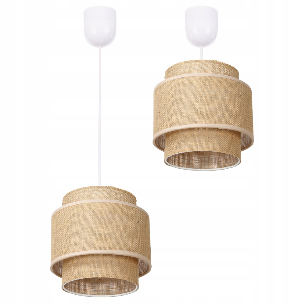 

Boho Lampa Wisząca Sufitowa Jutowa Potrójny Abażur