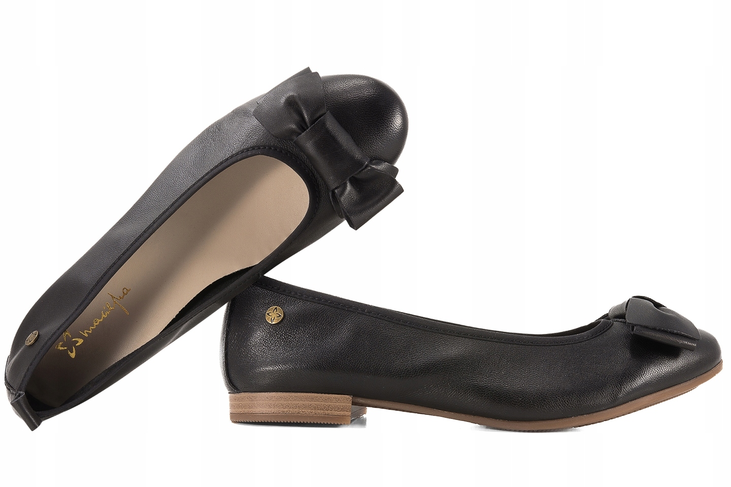Maciejka P6802-01/00-0 Balerinki Damskie Półbuty Baleriny Skórzane czarne