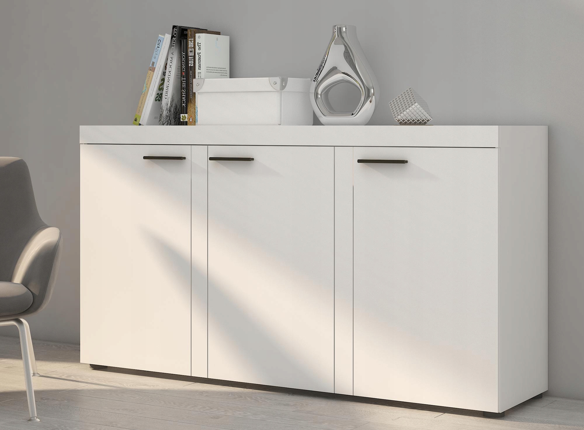 Moderní Prostorná Komoda 3 Skříněk Rumba Bílá