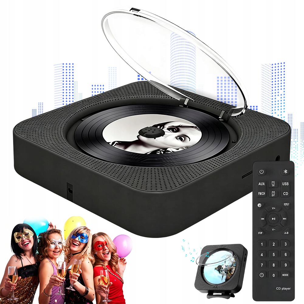 Přenosný CD Přehrávač Bluetooth Aux Reproduktory 6 Typů Osvětlení Na Pozadí