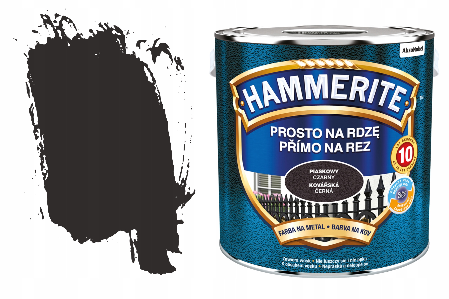 Hammerite do Metalu Antykorozyjna Na Rdzę Czarny Piaskowy 2.5L