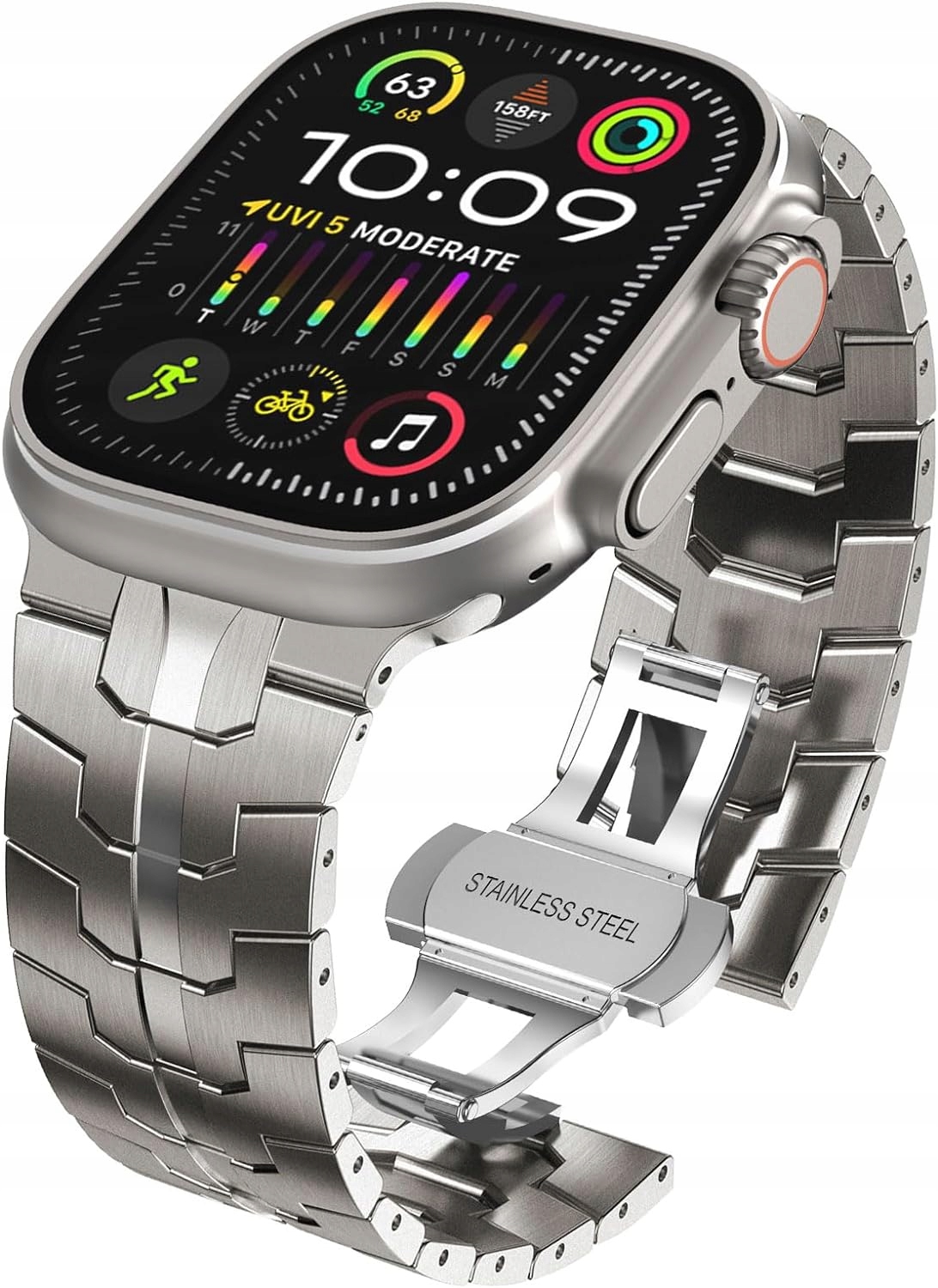 Kades Kompatybilny z Apple Watch męska solidna bransoletka ze stali