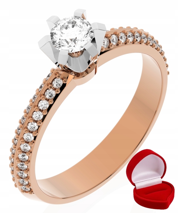 Zlatý Prstýnek 585 14k Safír 0,24 ct Růžové Zlato R10