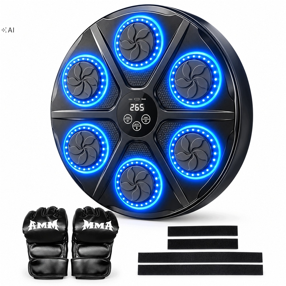 Nástěnný Boxerský Tréninkový Terč S Bluetooth A Hudbou, 1 pár rukavic