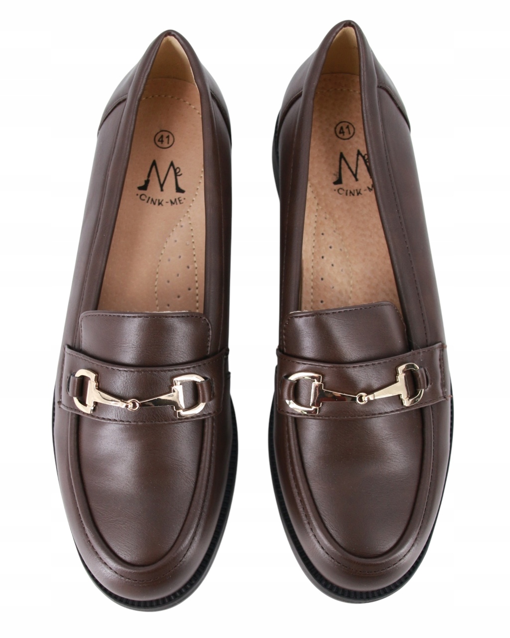 Mokasíny Dámské Polobotky Eko Kožené Hnědé Na Podpatku 3 cm 43