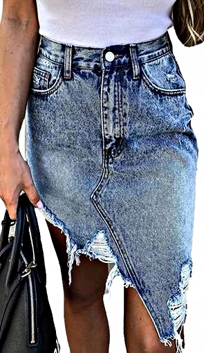 MD džínová sukně oděrky asymetrie S