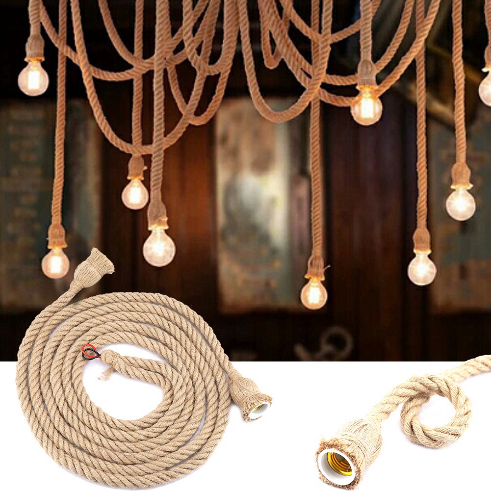 LAMPA LINA SZNUR JUTOWY E27 2 GŁOWA 3M Marka inna