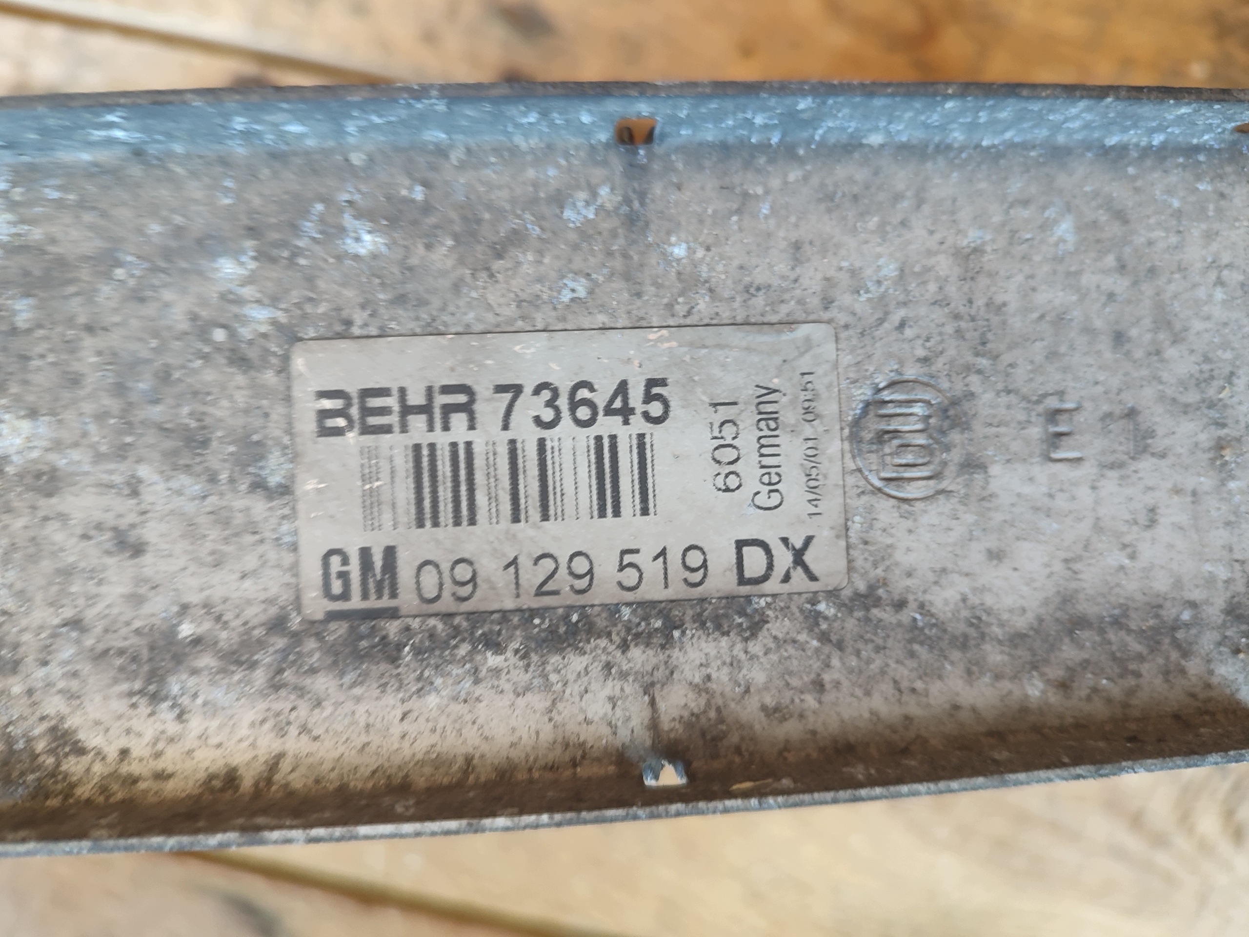 INTERCOOLER OE 09129519DX OPEL ASTRA G