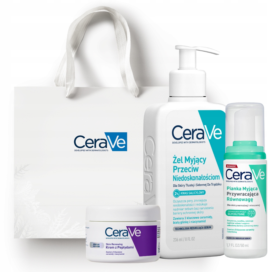 CeraVe Żel myjący na niedoskonałości, Skin Renewing krem do twarzy