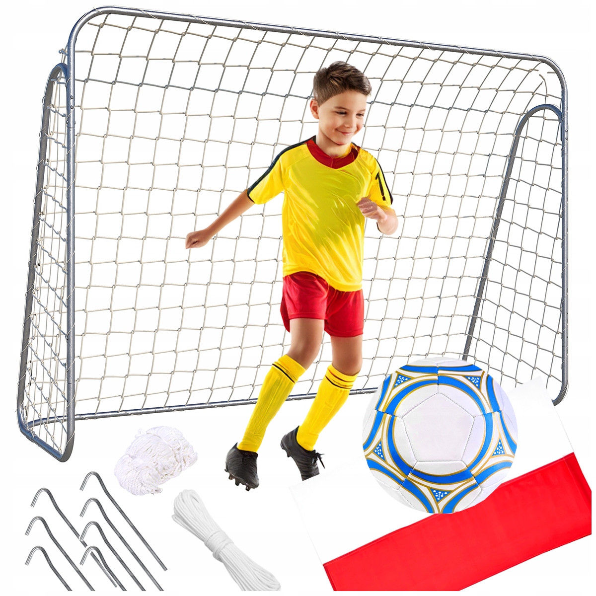 Tréninková Fotbalová Branka pro Fotbal 215 x 150 cm sada Míč Vlajka Pl