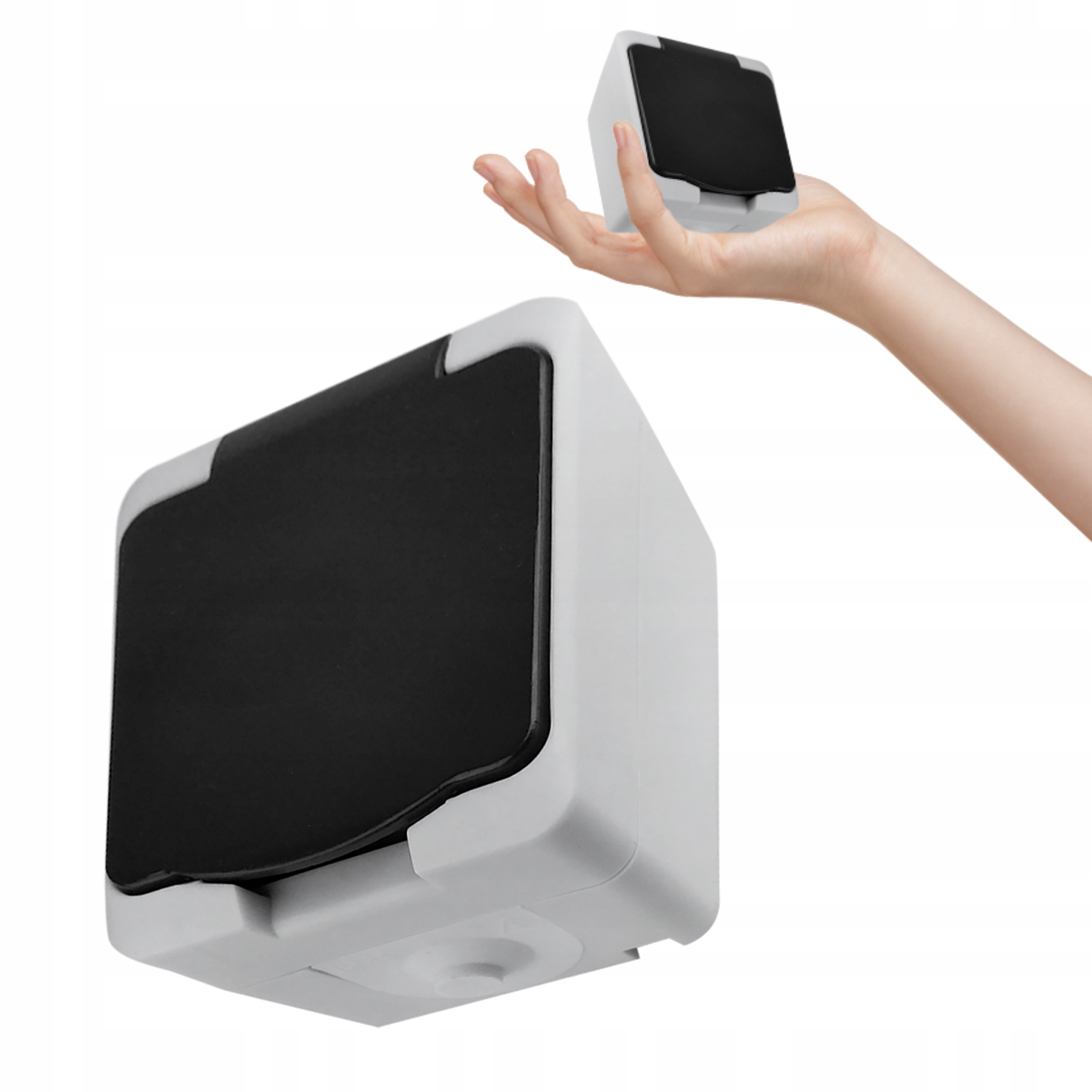 Jednotlivá zásuvka 2P+Z Aquatic Mini Ip 54 Bílo-černá, 10 kusů