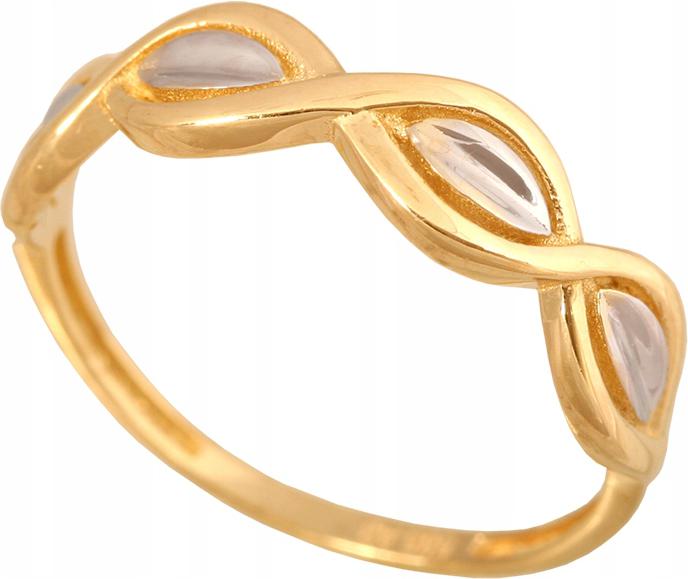 Zlatý prstýnek 585 žlutý a bílý zlatý cop s lesklým vzorem dárek