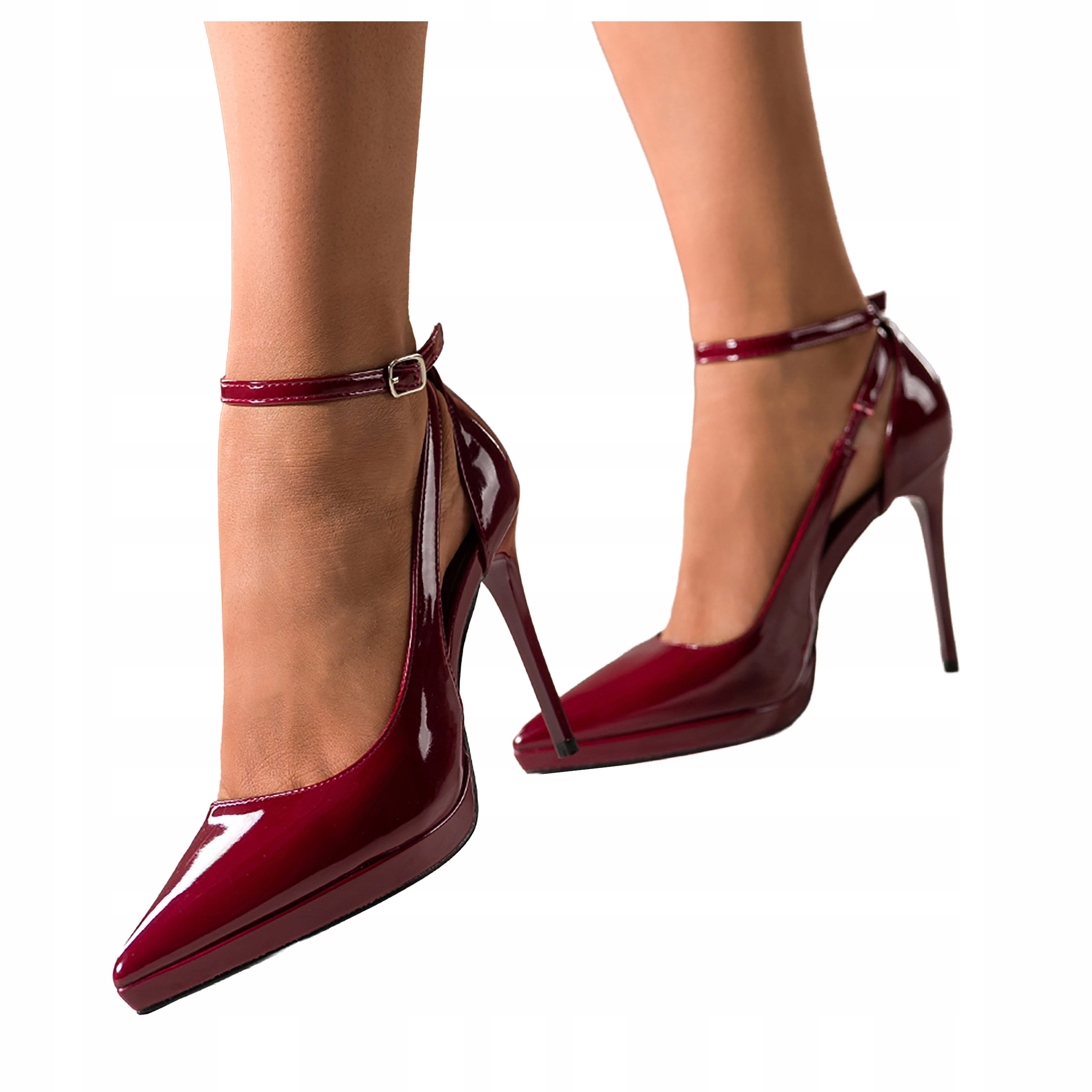 Čelovka Bordové Dámské Lodičky s páskem Lakované s výřezy vel. 36