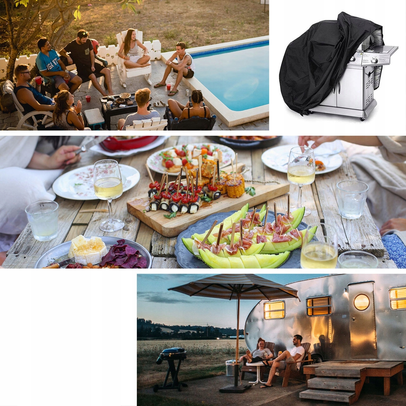 DUŻY POKROWIEC OSŁONA WODOODPORNA TRWAŁA NA GRILL GRILLA 170x61x117 cm Długość 170 cm