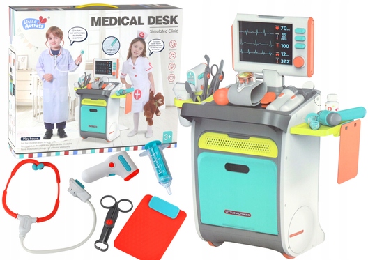 Zestaw Małego Doktora Wózek Lekarski Rtg Ekg Akcesoria 17342