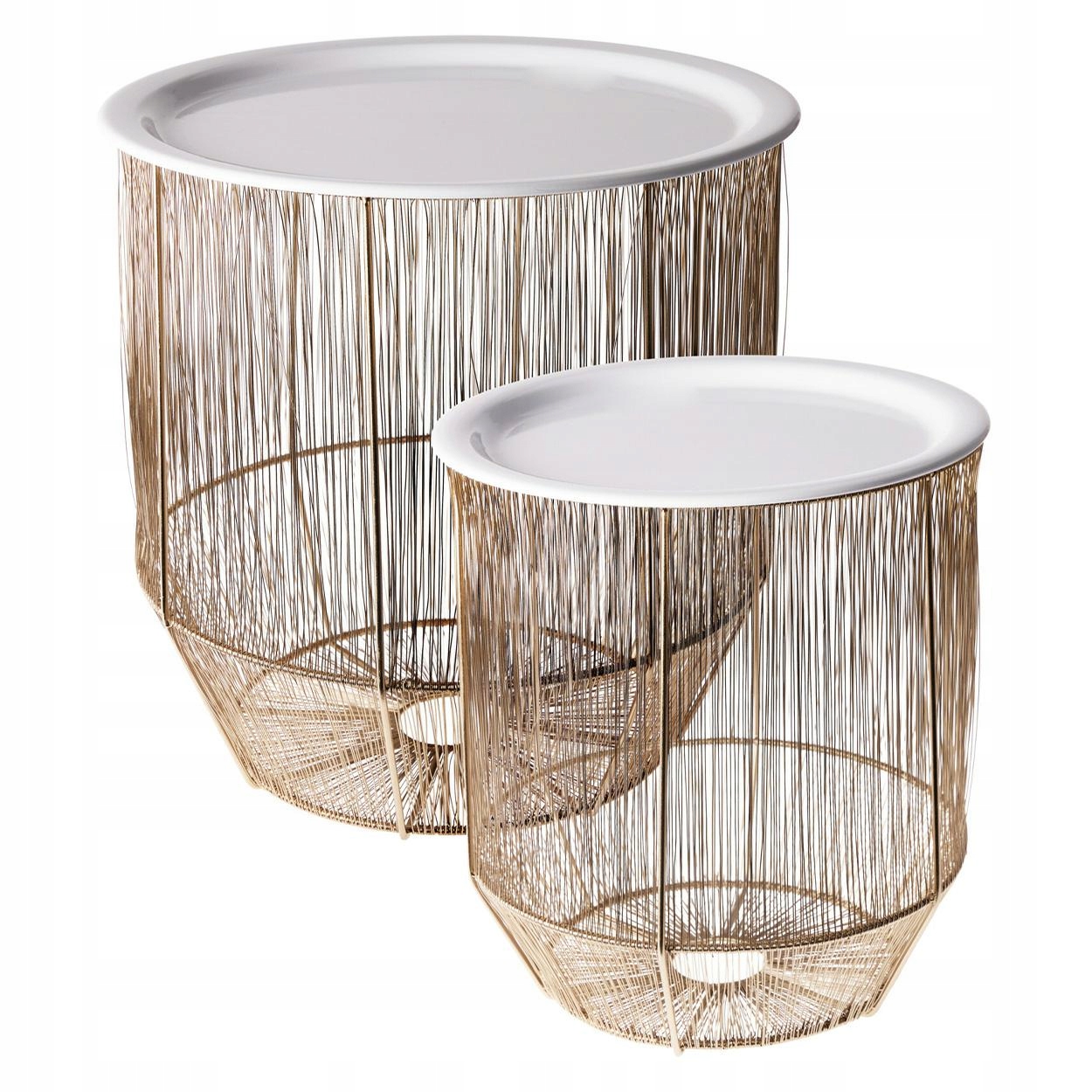 2 x pomocný stolík kovový zlatý Konferenčný Stolík Do Obývačky Sada