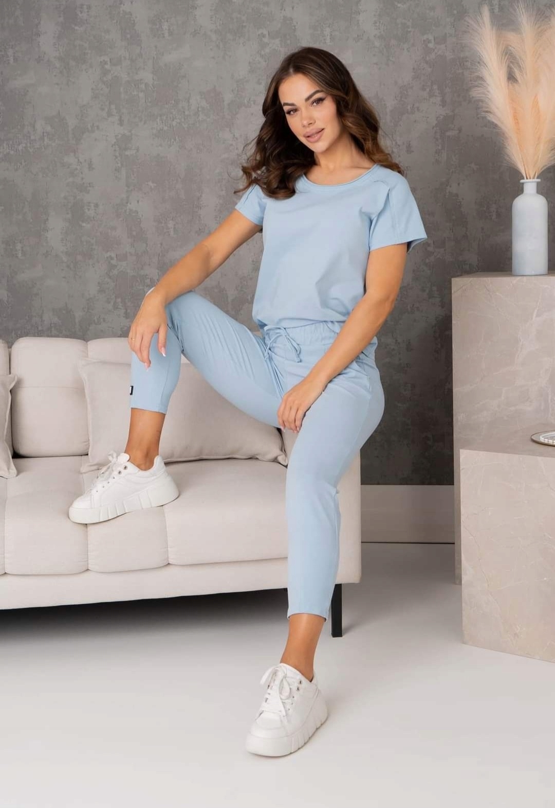 La..mu bavlněný komplet modrý M/L 2