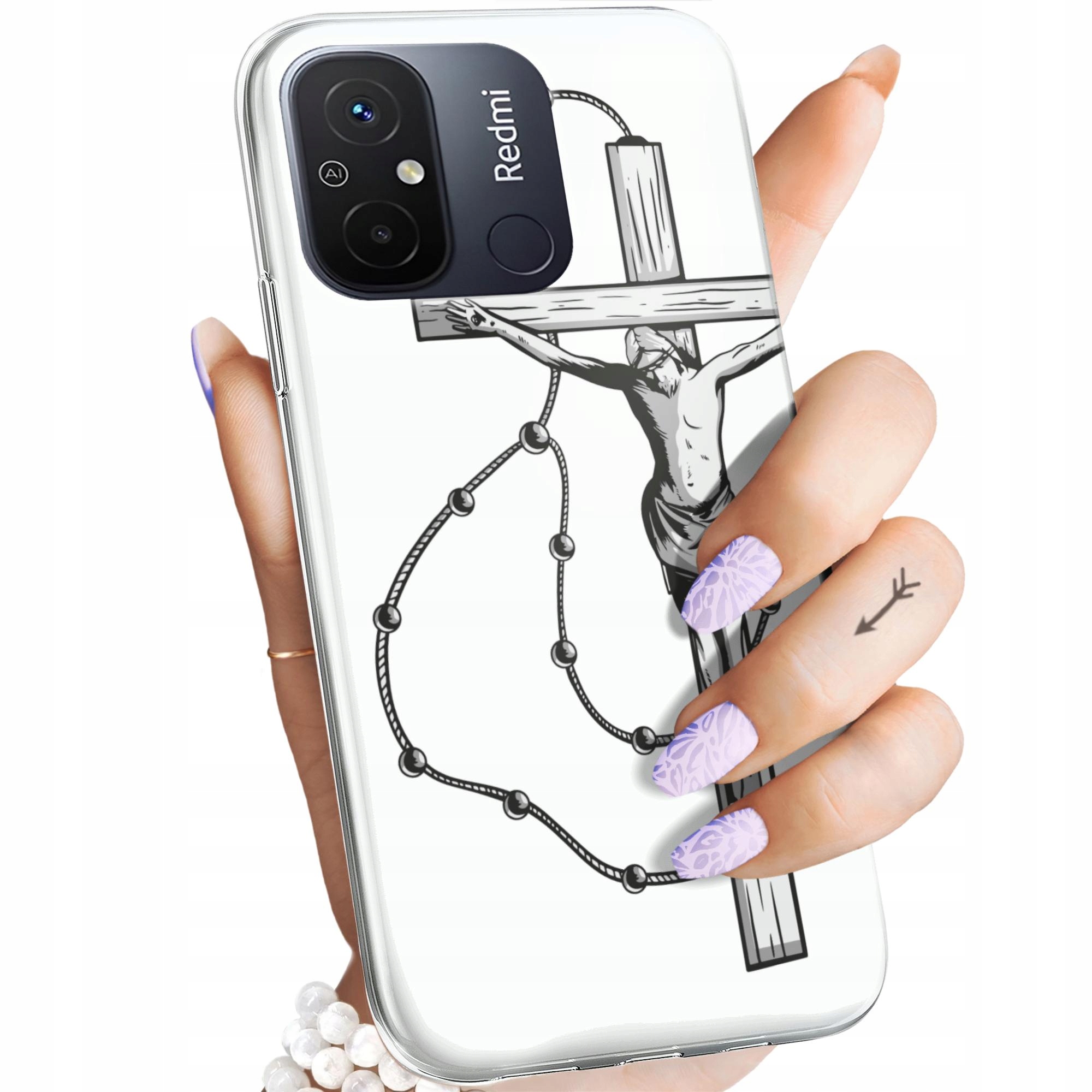 Etui Do Xiaomi Redmi 12C Jezus Krzyż Różaniec Bóg Obudowa Pokrowiec