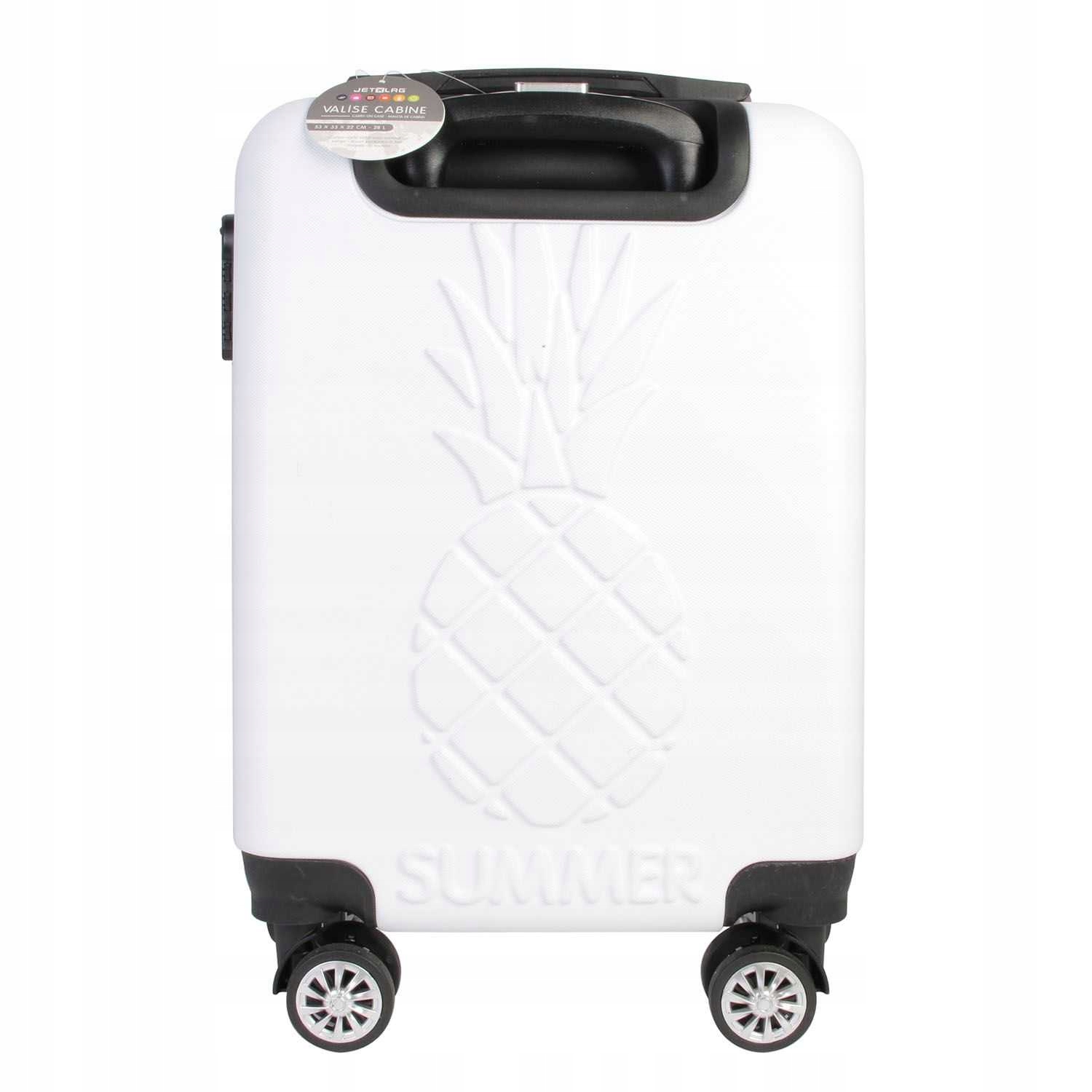 Cestovní kabinový kufr Ananas tvrdý, bílý, na kolečkách, malý, příruční