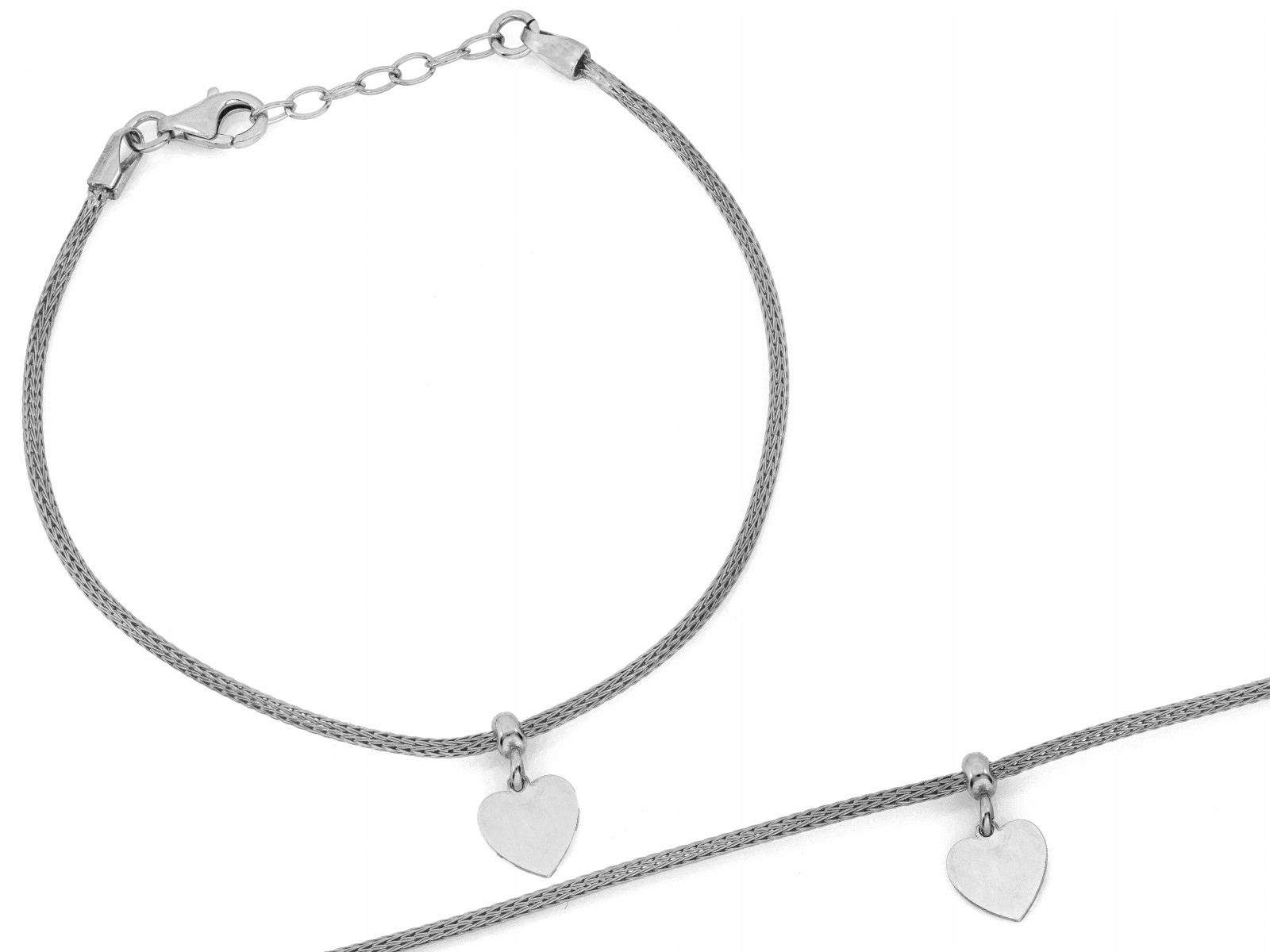 Stříbrný náramek 925 20 cm se srdcem, váha 2.12 g jako dárek, módní vzor