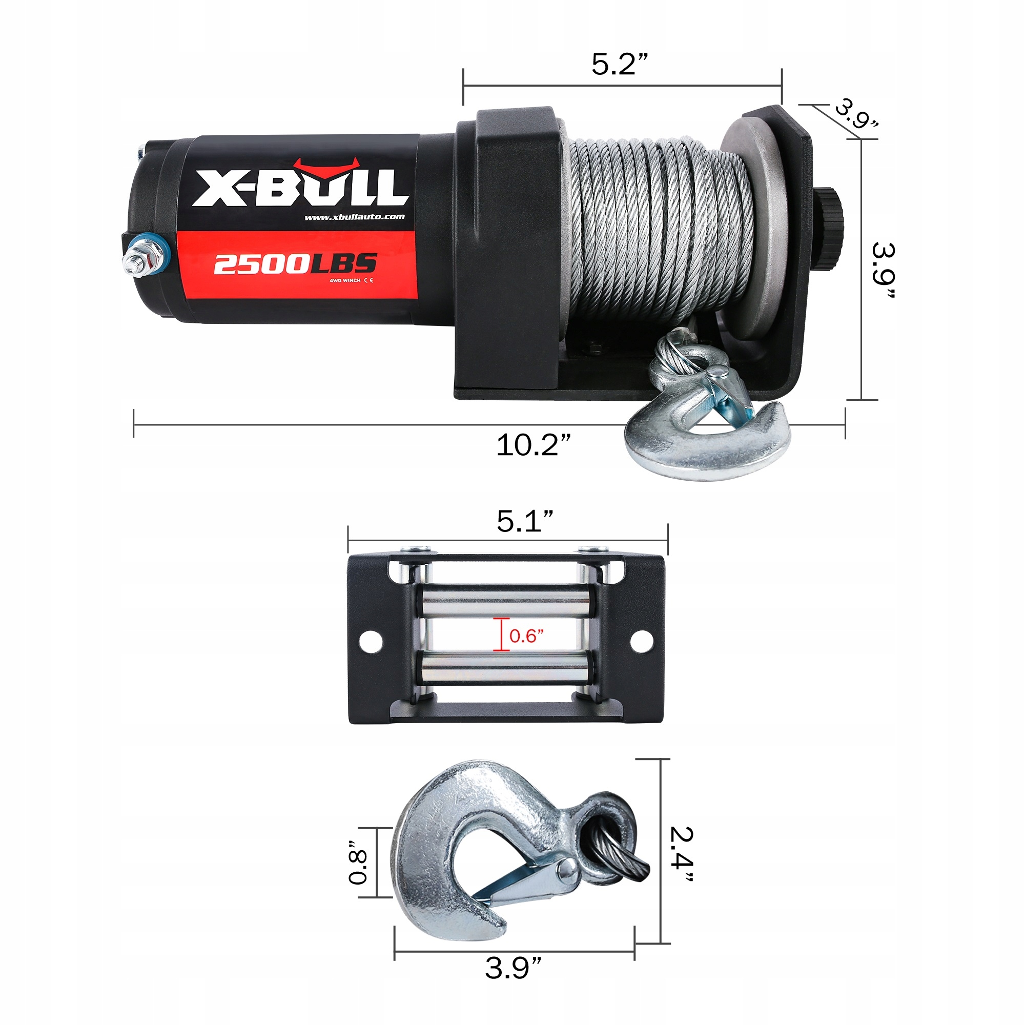 WYCIĄGARKA ELEKTRYCZNA DO QUADA X-BULL 2500 WCIĄGARKA 12V PŁUG 1,1 TON ATV Producent inny