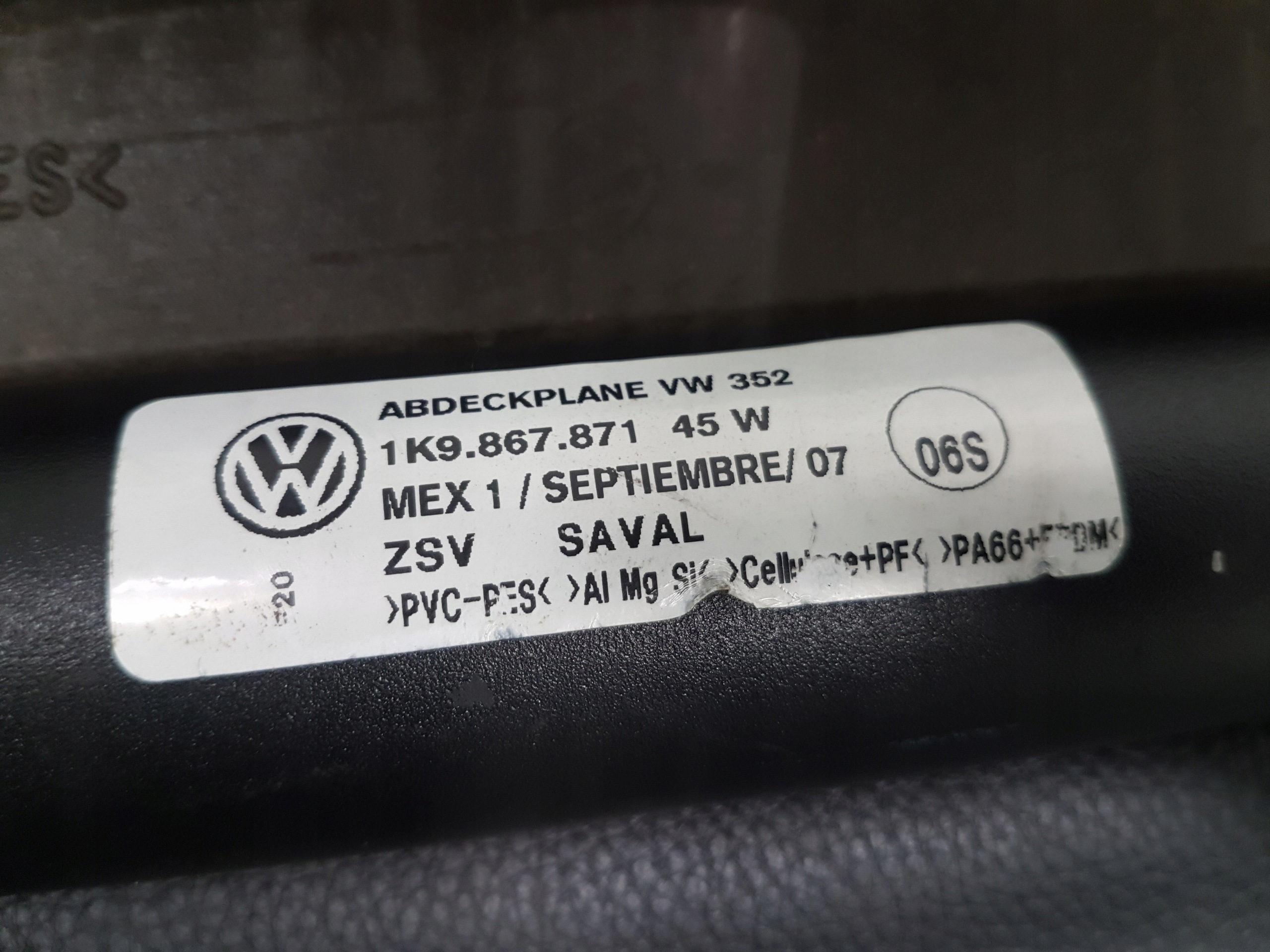 blinds boot VOLKSWAGEN GOLF 6 1K9867871