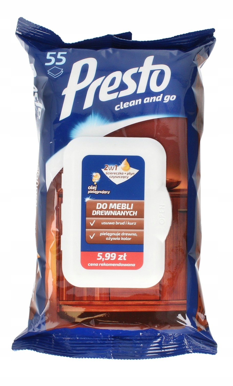 

Presto Ściereczki czyszczące+płyn 2w1 do mebli dre