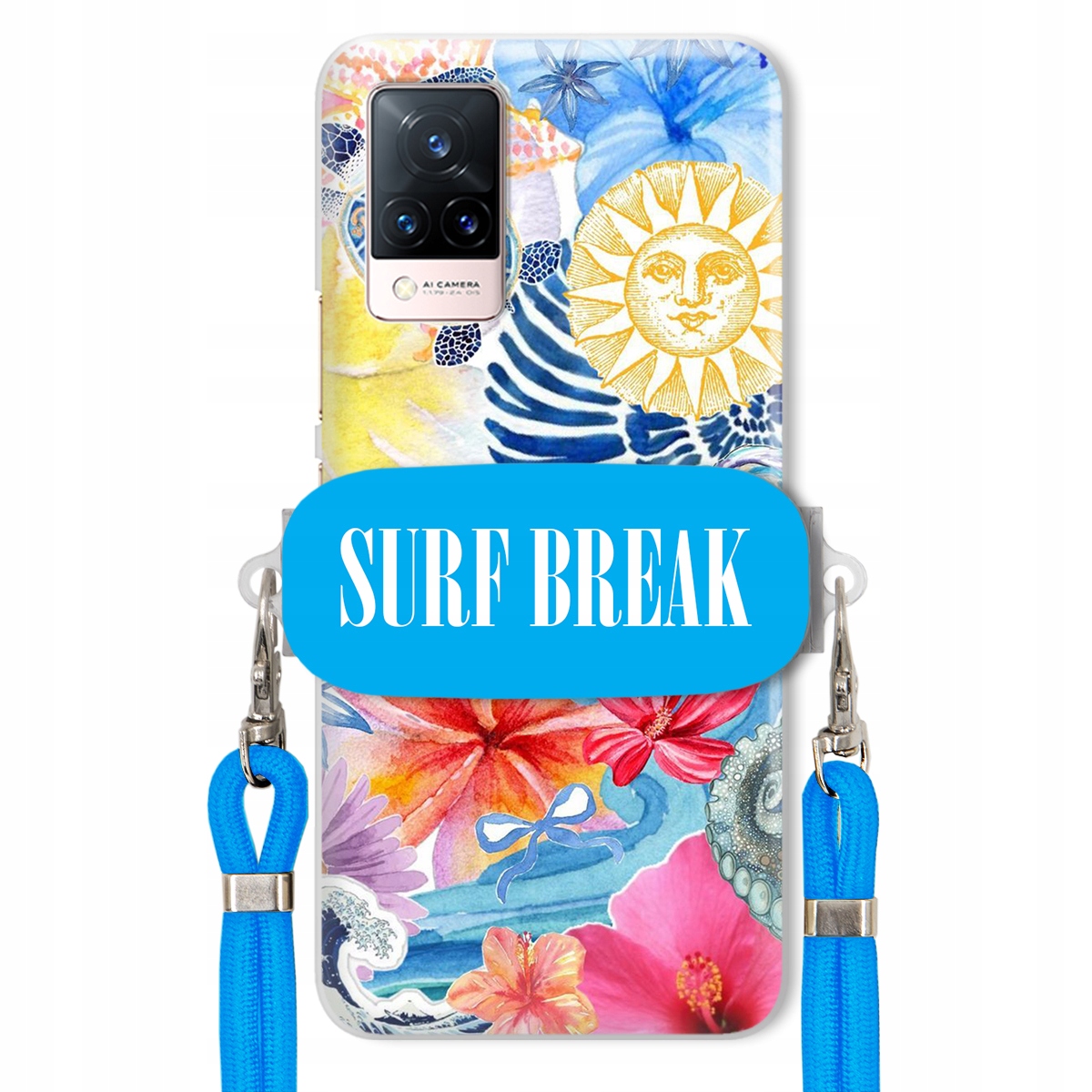 pouzdro na Vivo S9 Crossbody vodítko modré držák Surf Break Pancéřové prázdninové