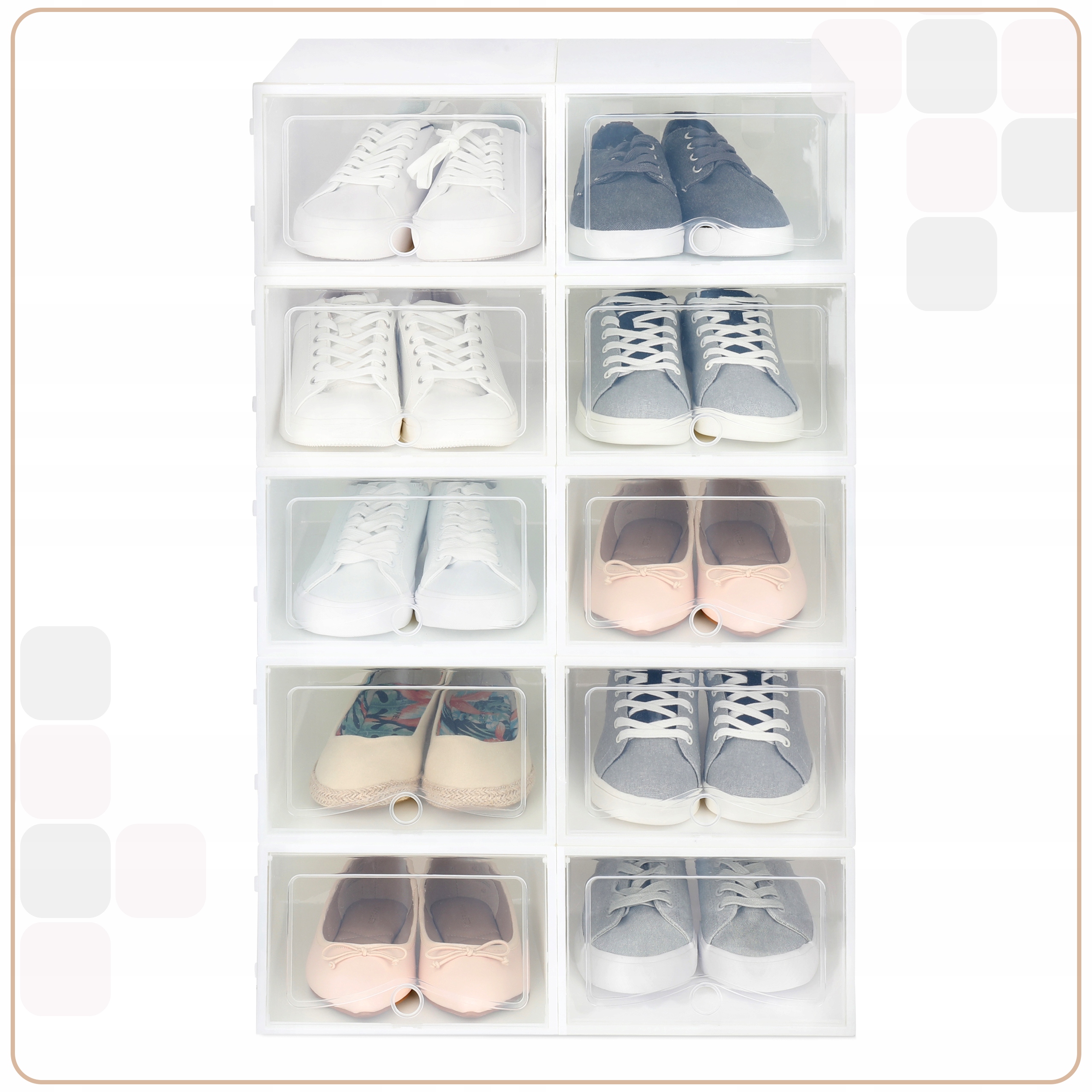 10x organizer pojemnik pudełko szafka na buty zestaw do garderoby 22x32x14 Typ drzwi Uchylne