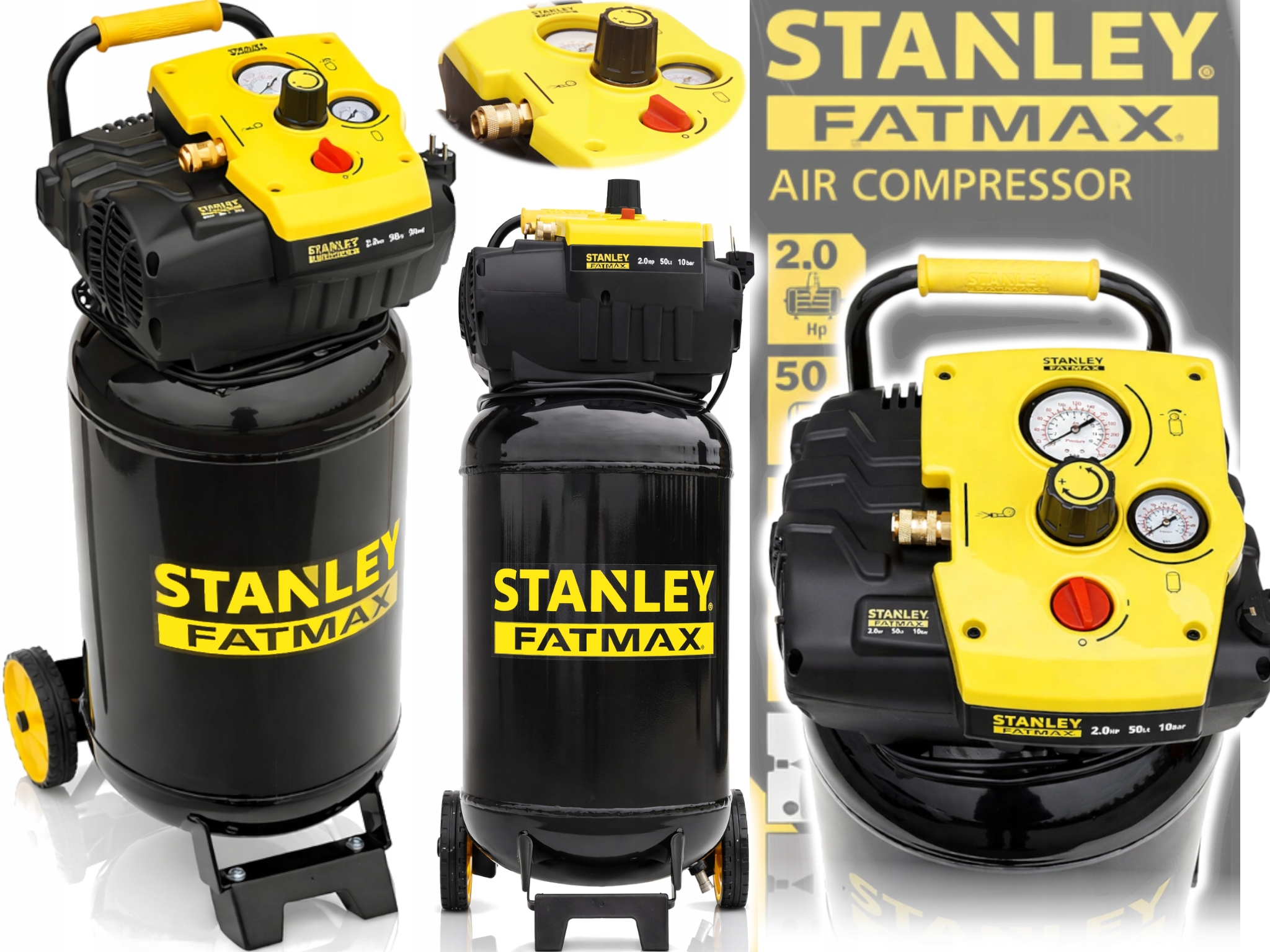 Stanley Fatmax Kompresor Bezolejowy Sprężarka Pionowy 50L Tablet