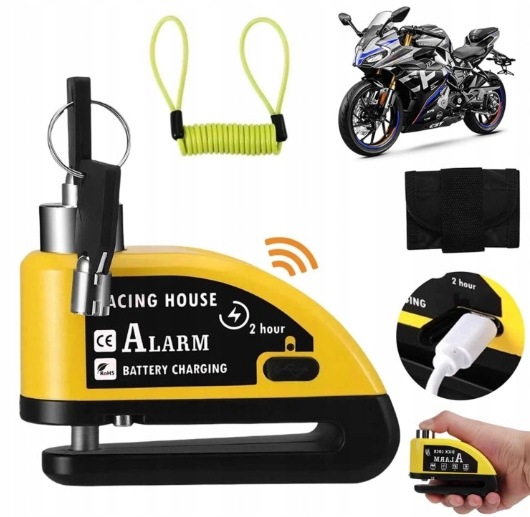 Blokada Tarczy Hamulcowej Z Alarmem 110dB Motocykl Rower Hulajnoga