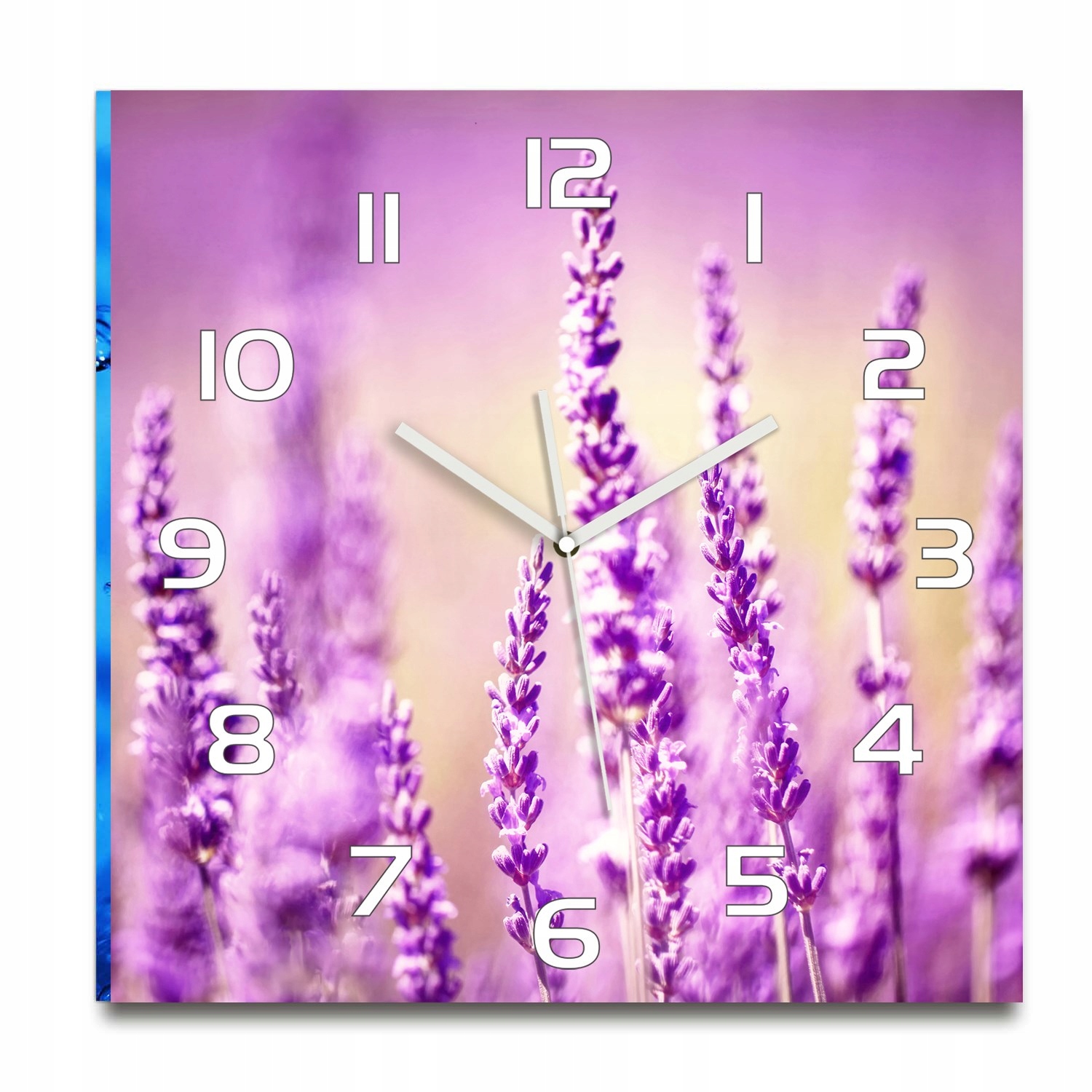 Skleněné čtvercové hodiny s potiskem Levandule 60x60