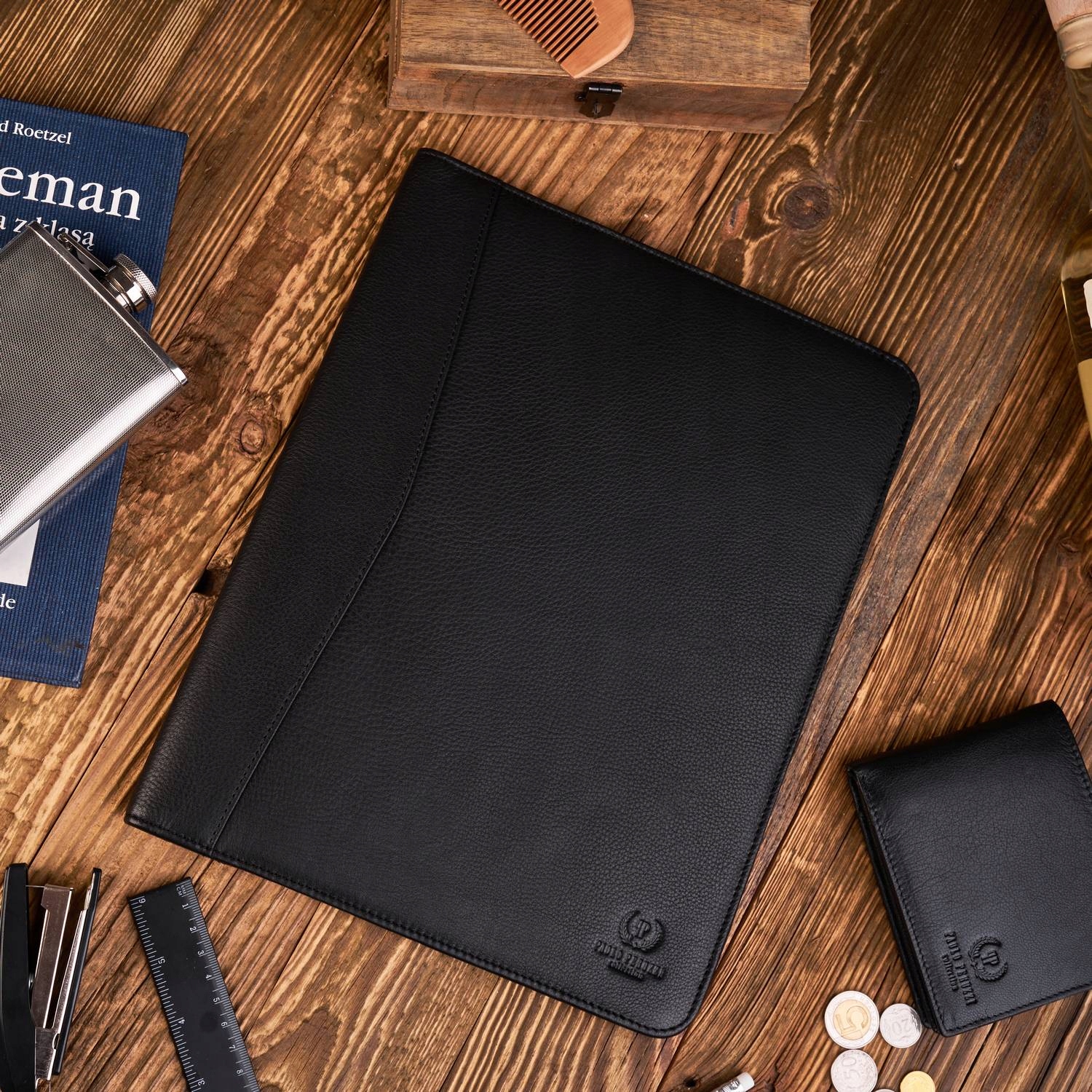 Klasický Kancelářský Podložka Na Psací Stůl Z Pravé Kůže A4 T-42-BL