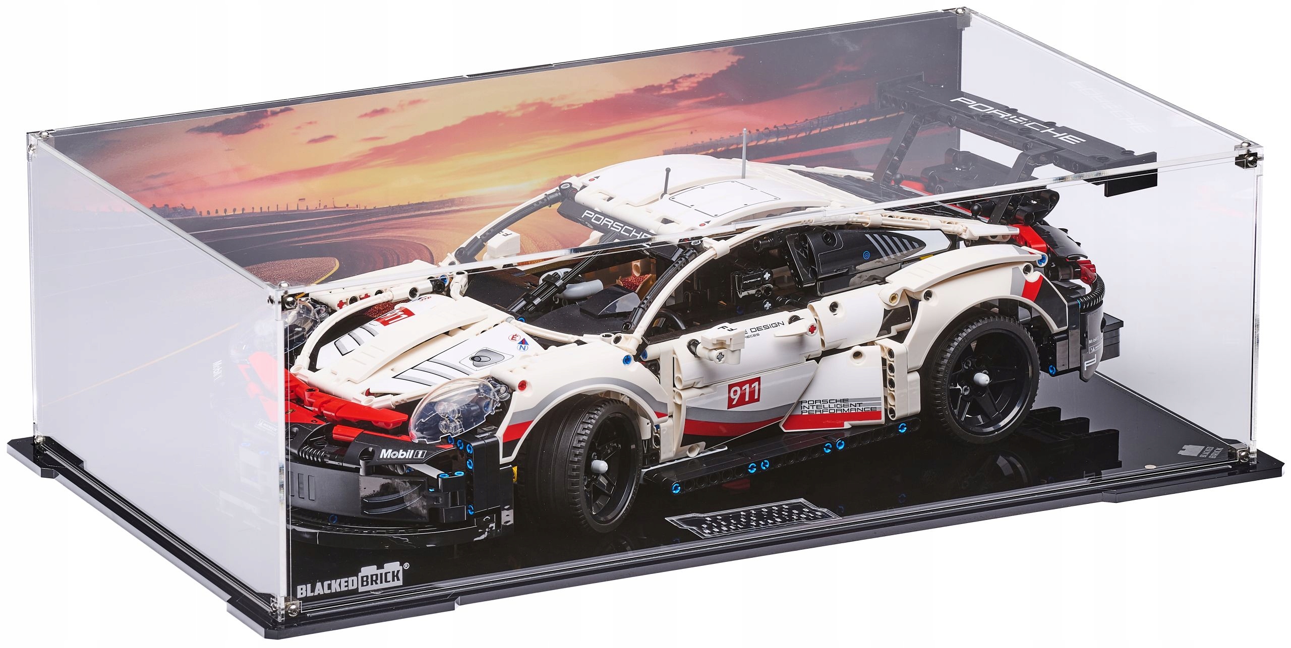 Vitrína s pozadím 2 Blacked Brick pre Lego Technic 42096 Porsche 911 Rsr
