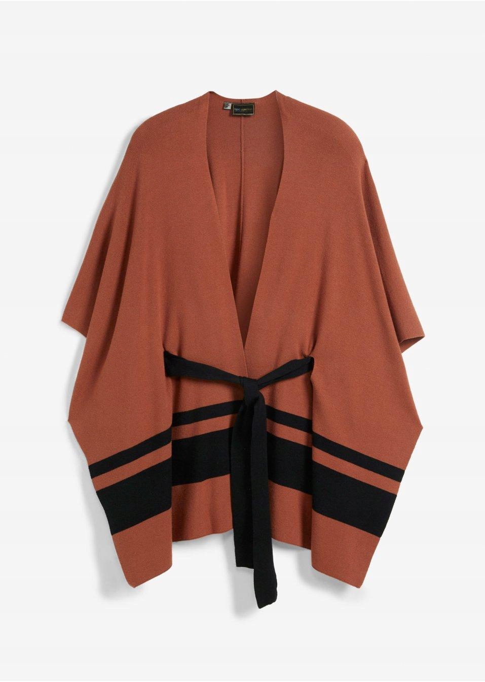 44/46 BPC SWETER WIĄZANY OVERSIZED W MODNYM POŁĄCZENIU KOLORYSTYCZNYM