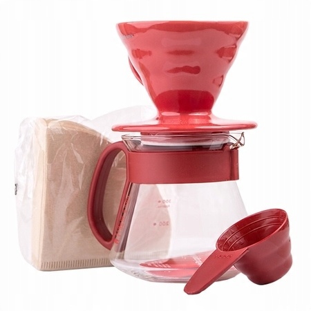 

Hario zestaw V60 Dripper & Pot Red drip zestaw
