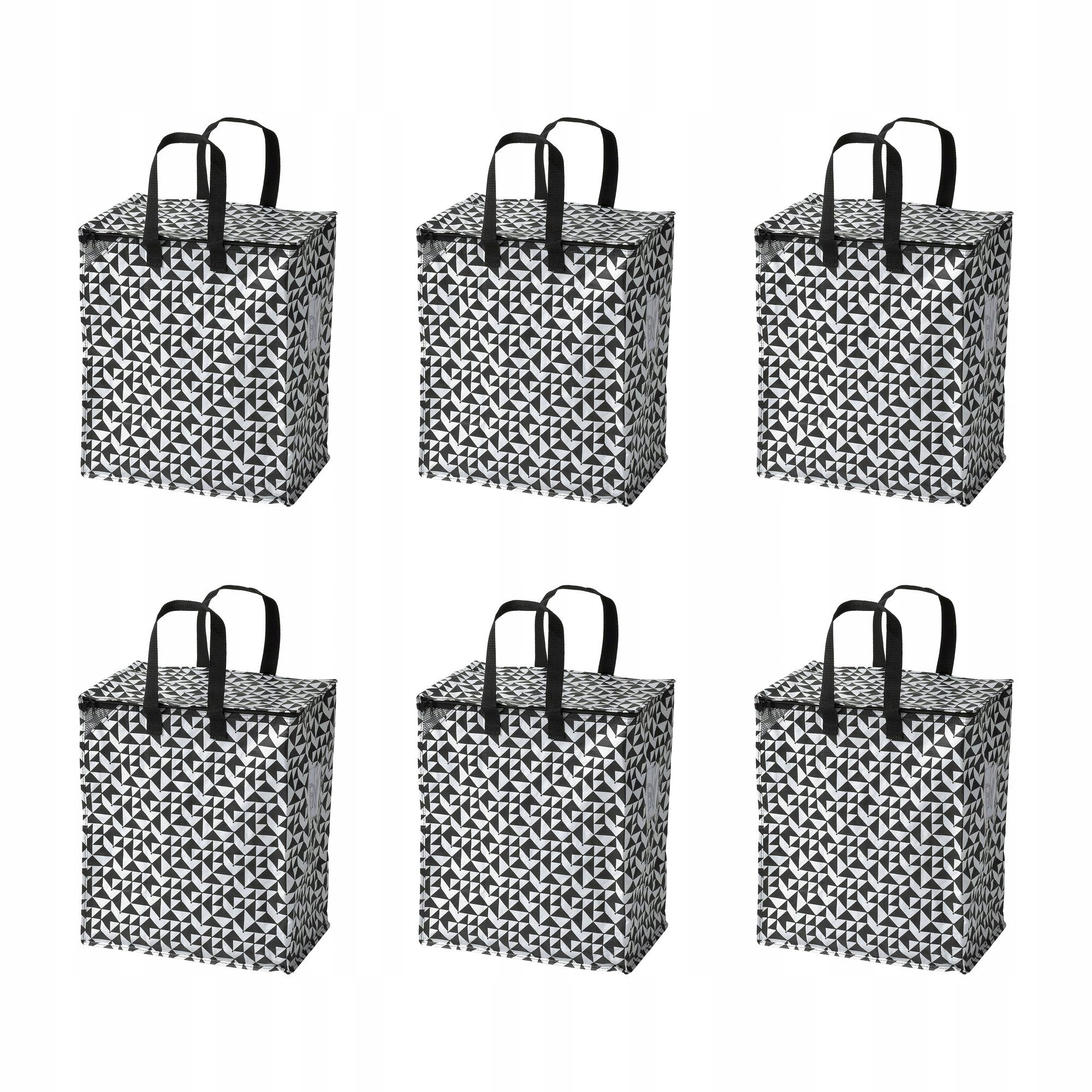 6 ks Taška Knalla černá bílá 47l na zip 40x25x47 cm