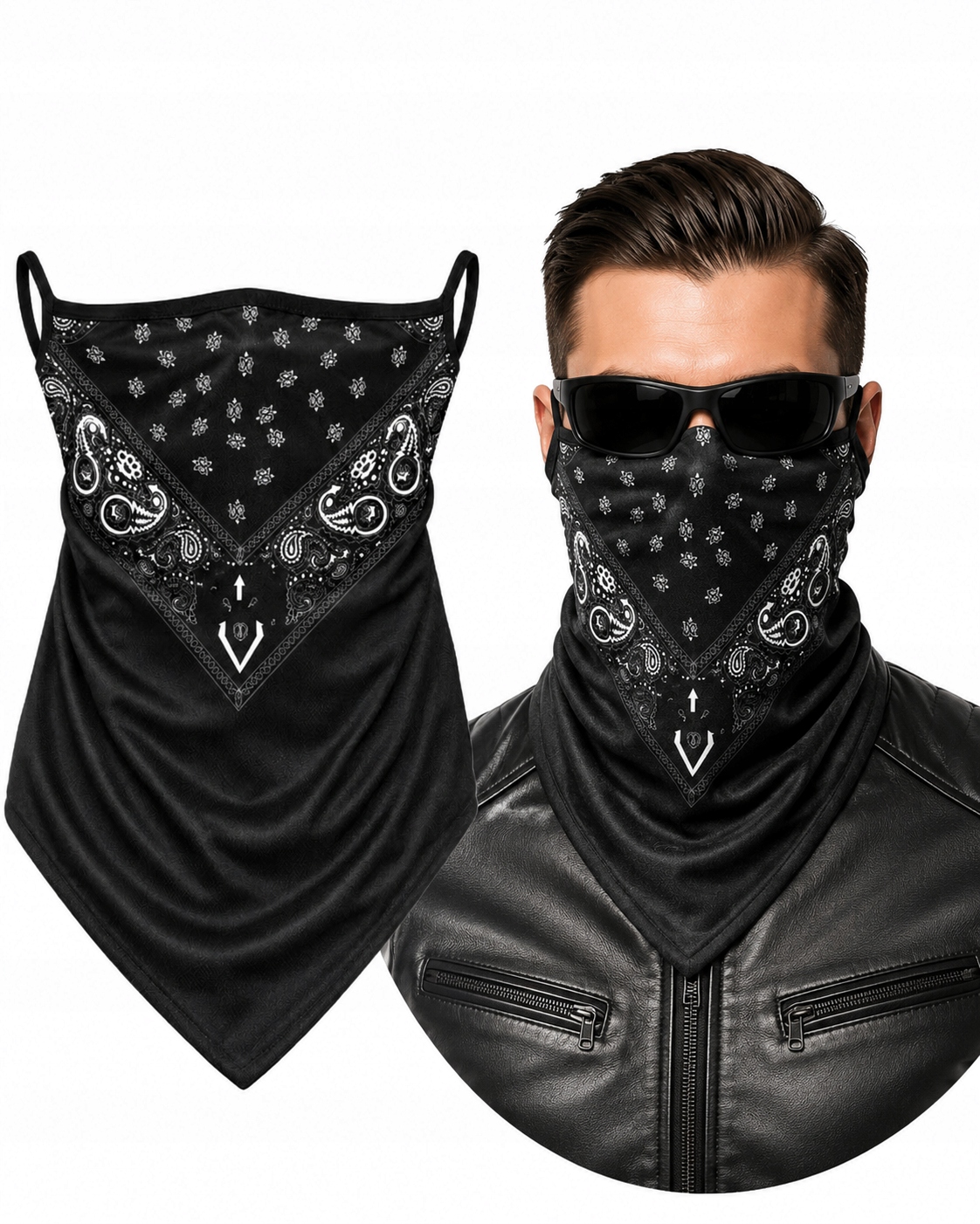 Kominiarka Motocyklowa Bandana Chusta Paisley Maska Czarna Rower