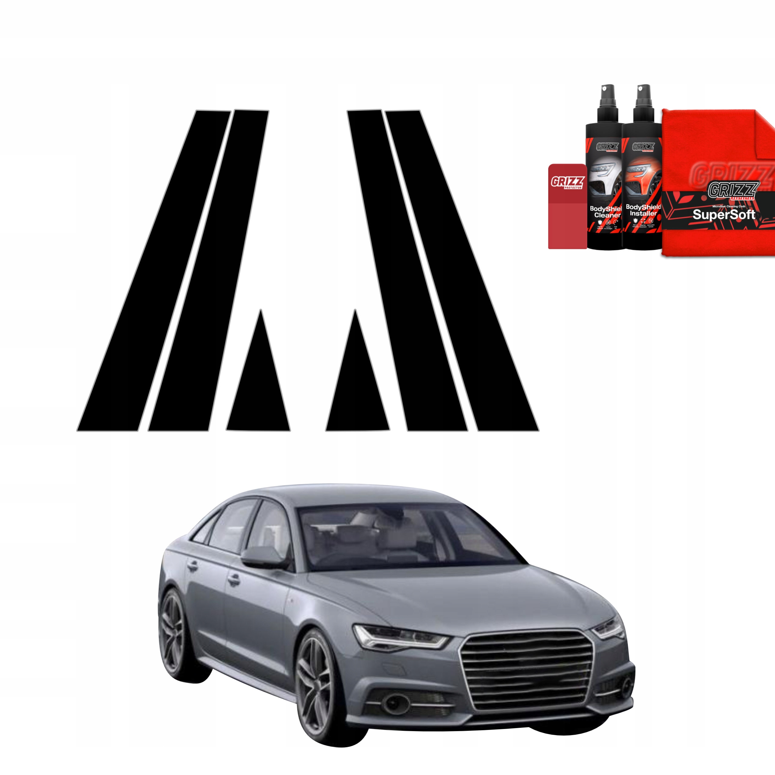 6v1 Černá fólie na sloupky pro Audi A6 C7 Sedan (2011-2014)