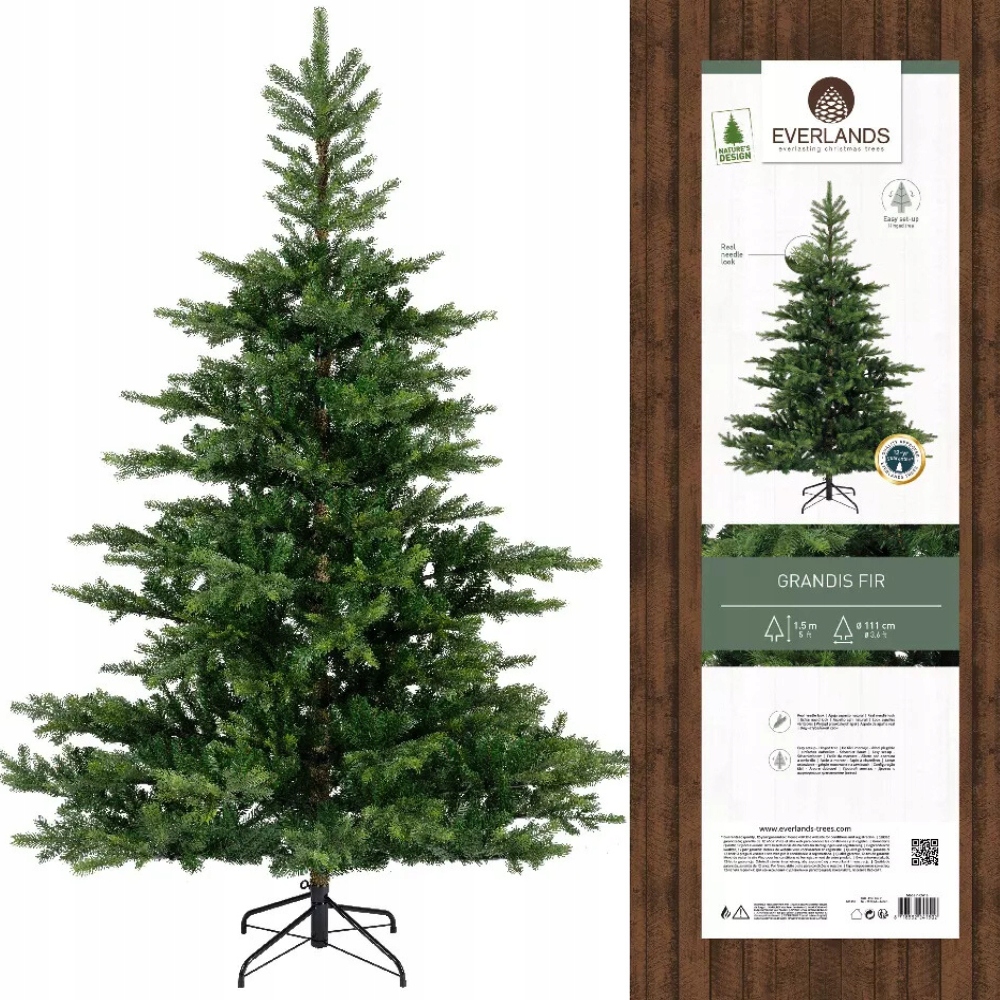 Umelý vianočný stromček Jedľa ako živá malá, nízka 150 cm