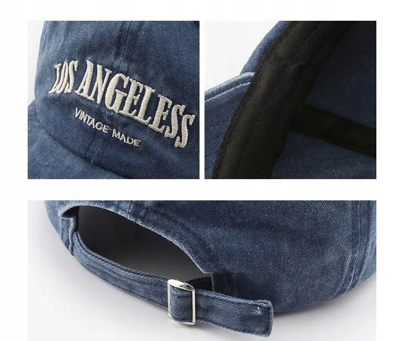 Męska czapka bejsbolówka z daszkiem HAFT Los Angeles NIEBIESKA Kolor niebieski