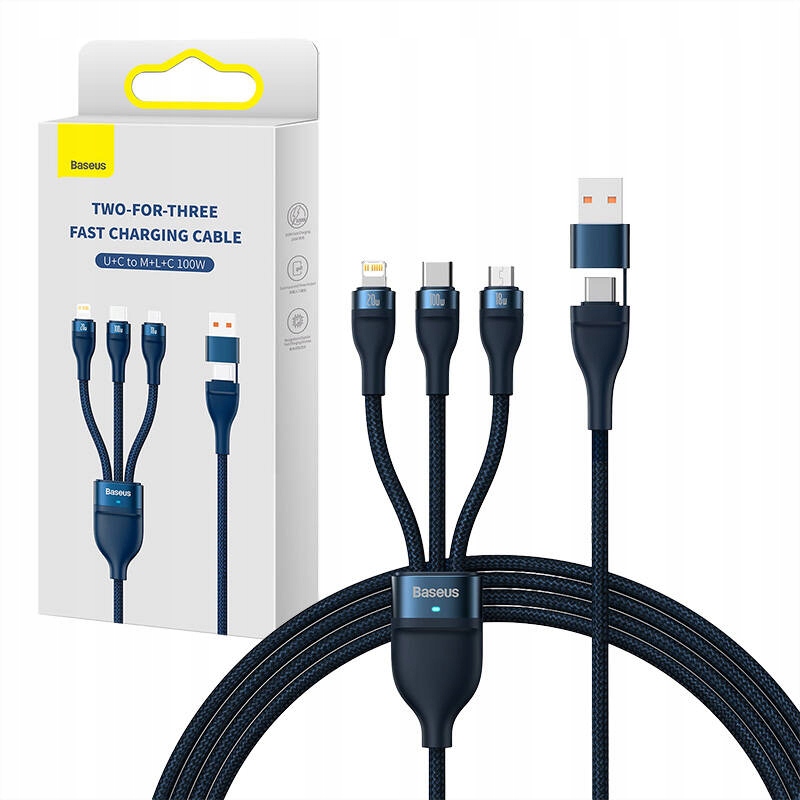 Zdjęcia - Kabel BASEUS  Do Telefonu 3W1 Usb Typu C Micro Usb Lightning 20W Ip Qc 1.2M 