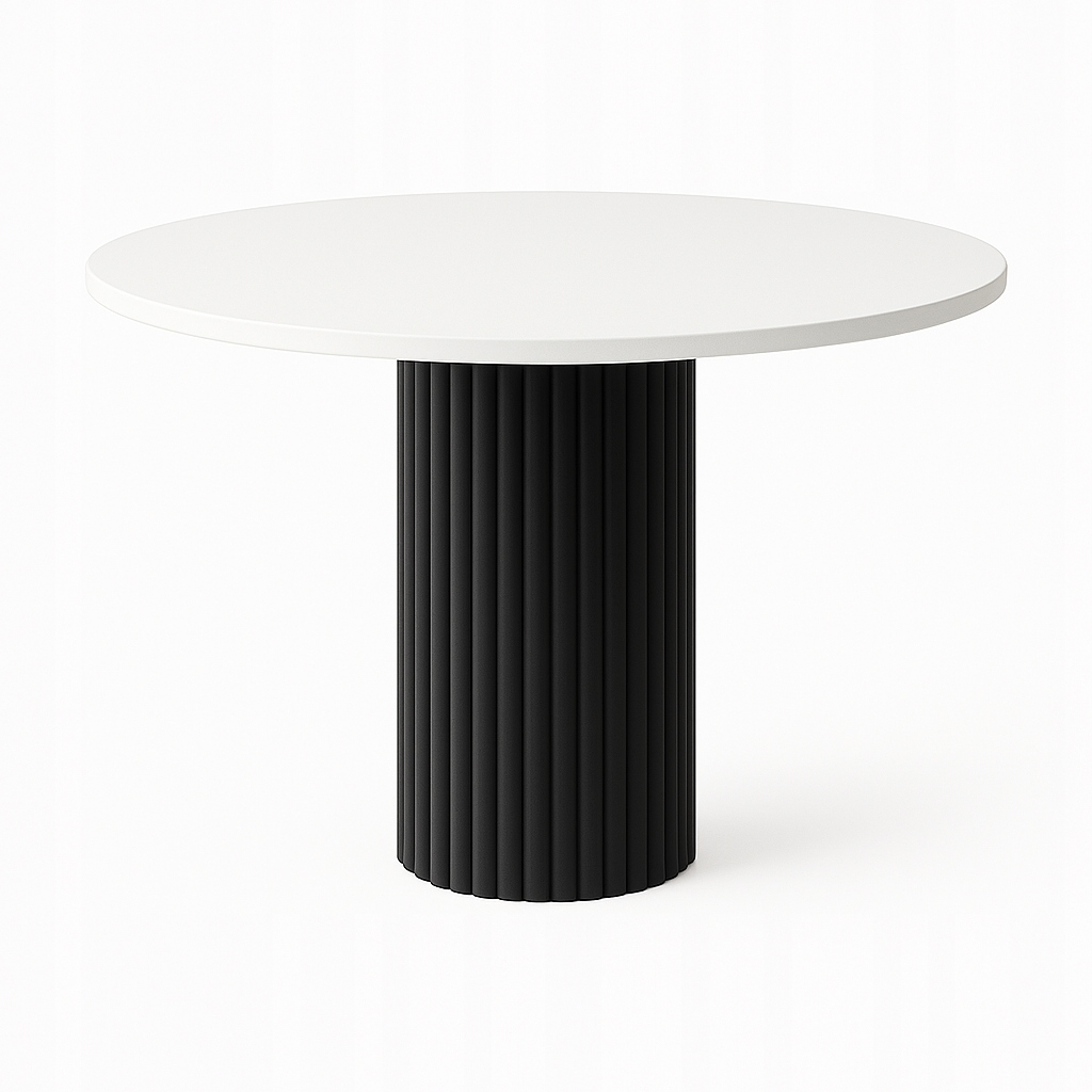 Malý kulatý stůl do kuchyně Bílý 75 cm, stůl do obývacího pokoje moderní černý