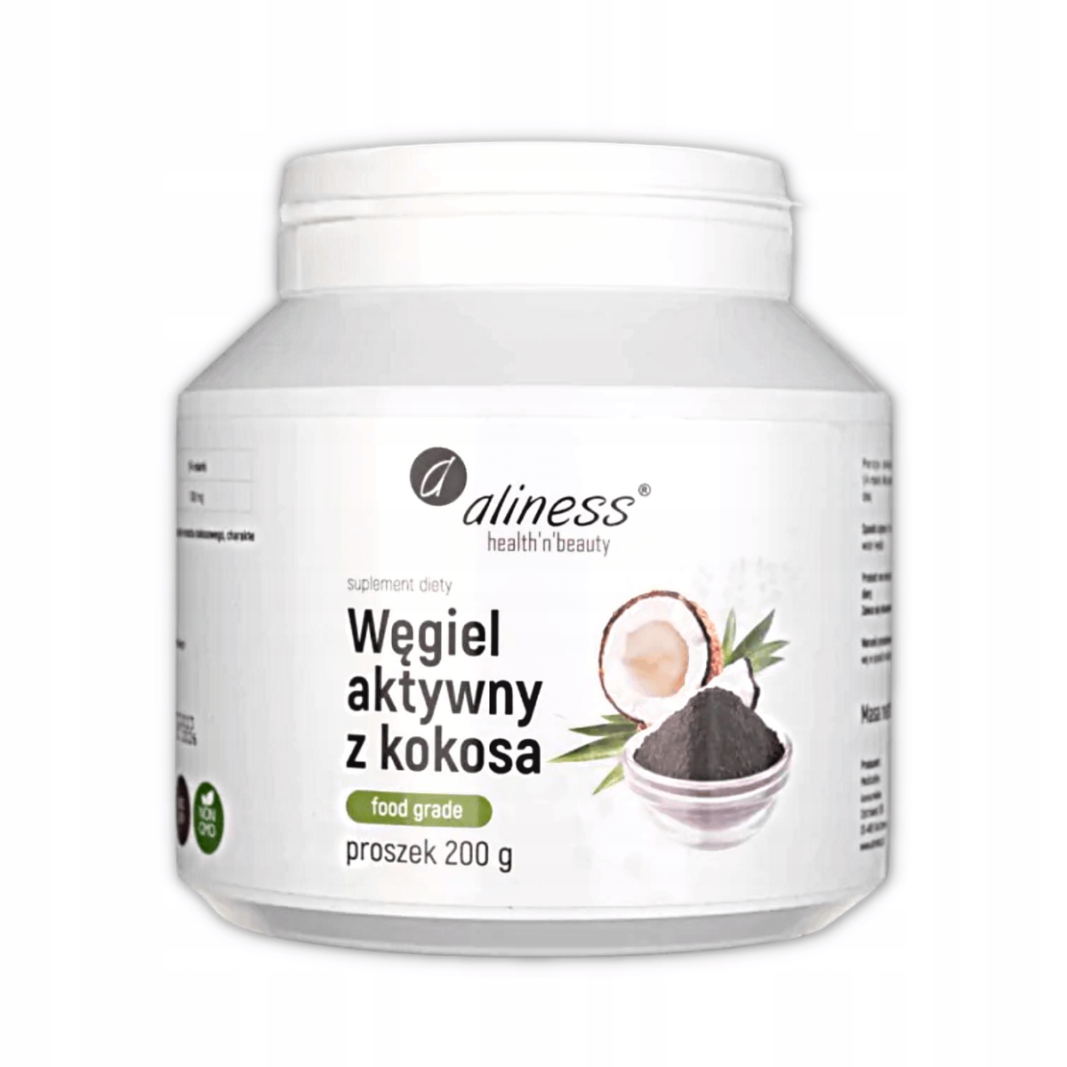 Aliness WĘGIEL AKTYWNY 200g KOKOS Spożywczy Czysty