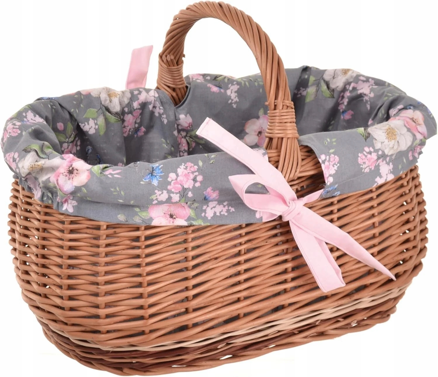 Aqbau piknikový koš s držadlem 47 cm, proutěný, velikonoční nákup, šedý