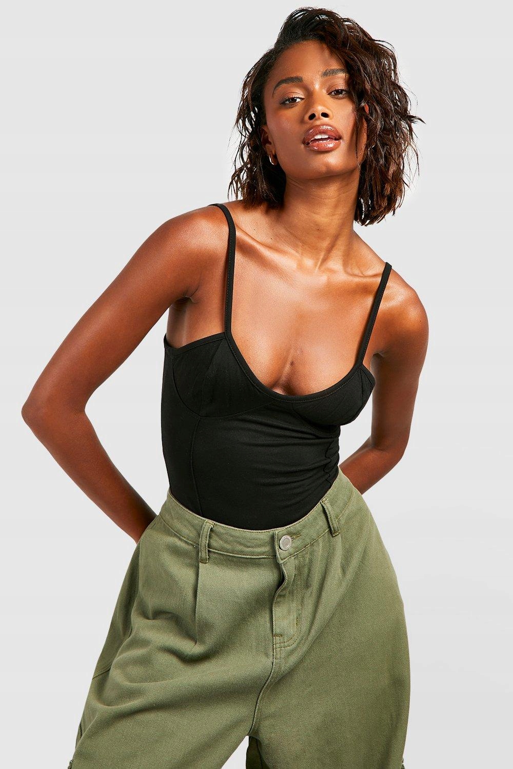 BOOHOO BASIC CZARNE BODY NA RAMIĄCZKACH R.M T306014 Marka Boohoo