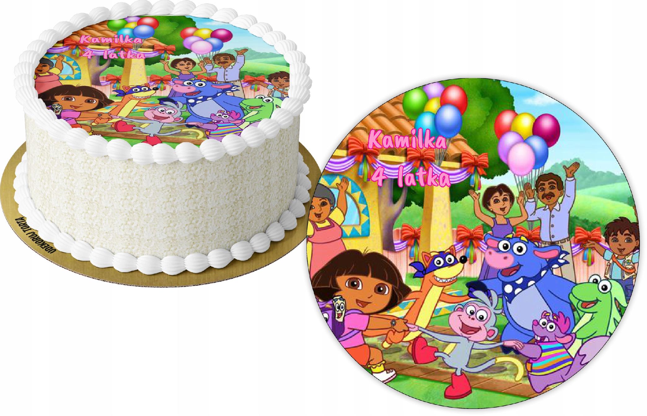 Opłatek z nadrukiem DORA POZNAJE ŚWIAT + IMIĘ