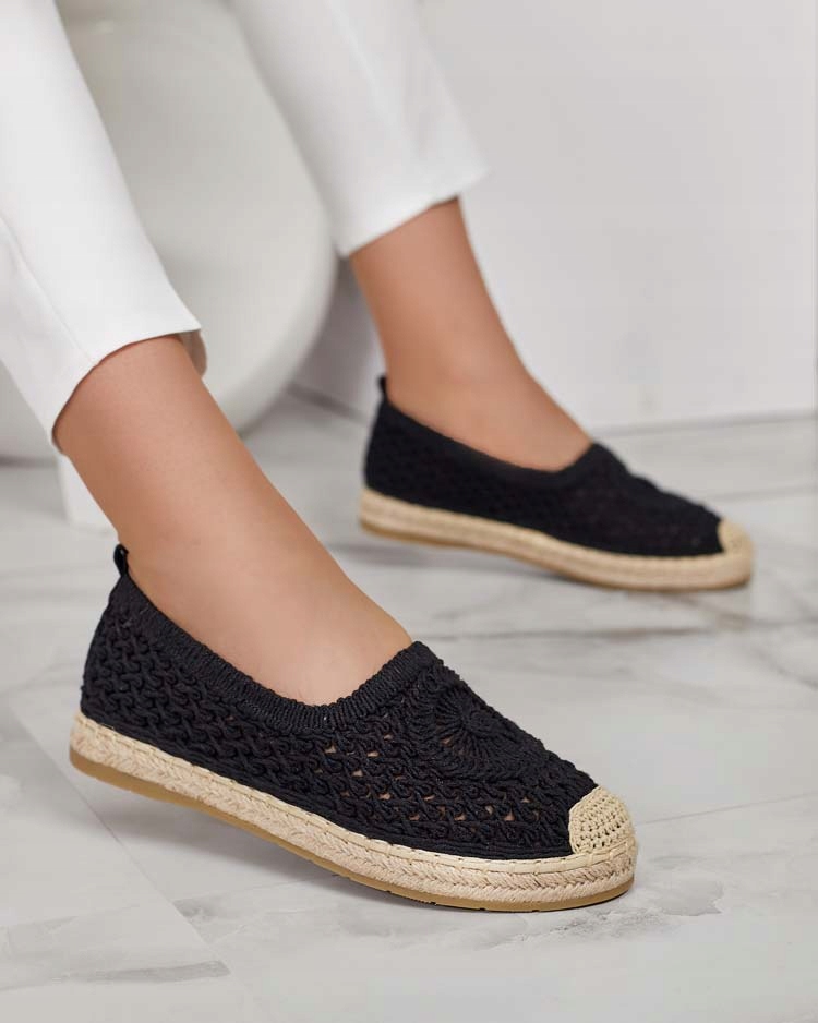 CZARNE AŻUROWE ESPADRYLE DAMSKIE EVELLAM 39 Płeć kobieta